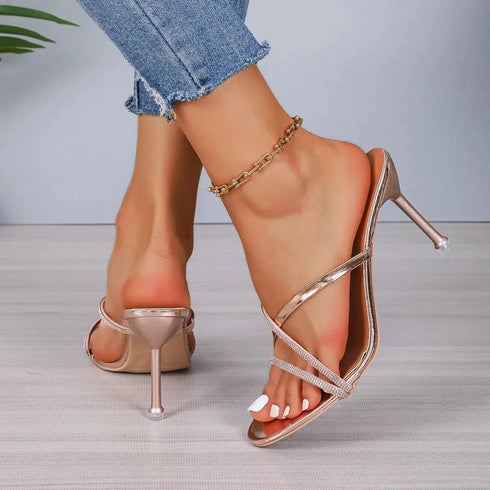 'Betony' Strapless Slip-On Stiletto Heels - Celes Fashion